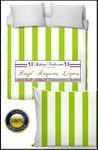 Tissu motif rayé vert rayure ligne blanc au mètre rideau couette voilage