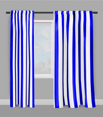 Tissu motif rayé bleu rayure ligne blanc au mètre rideau couette voilage