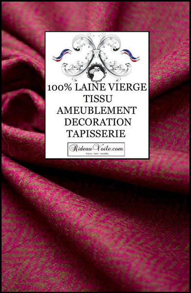 Tissu jacquard tweed ameublement Laine recyclée Écossais design Chevron rose vert au mètre pour confection sur mesure. Rideau, siège, canapé pour décoration d'intérieur architecte.