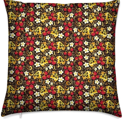 Petites fleurs tissu motifs imprimés rouge or noir sur rideau coussin couette style Russe