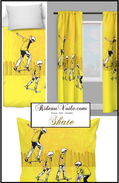 Rideau housse couette tissu au mètre Motif skate Sport glisse skateur