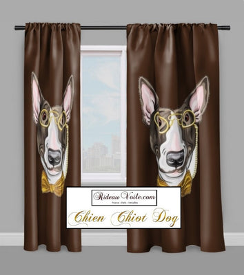 Rideau housse de couette motif Chien Bull-terrier tissu mètre Dog curtain fabrics drapes duvet cover
