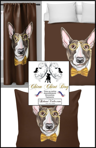 Rideau housse de couette motif Chien Bull-terrier tissu mètre Dog curtain fabrics drapes duvet cover