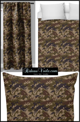 Tissus Camouflage marron au mètre ameublement tapisserie rideau siège