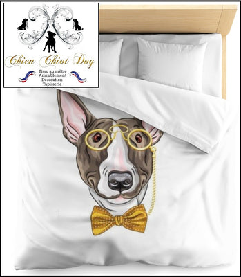 Motif décoration chien Bull-terrier tissu mètre rideau couette Dog pattern printed fabrics drapes