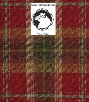 Tissu ameublement ignifugé Laine écossais plaid carreaux au mètre rouge rideau siège