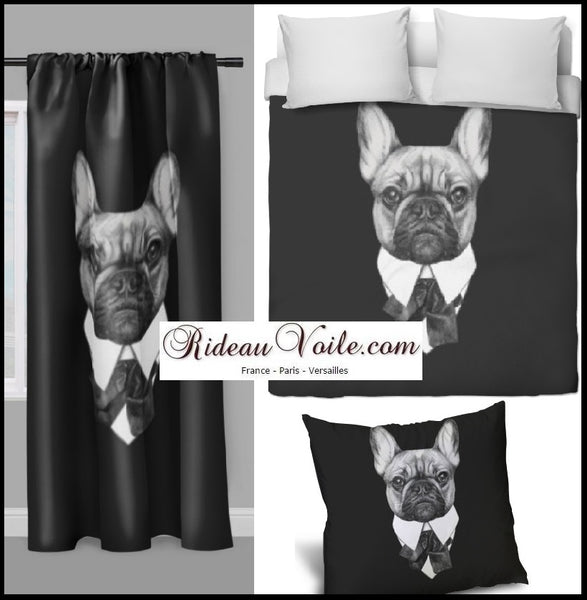 Tissu au mètre rideau motif décoration imprimé chien animal habillé 