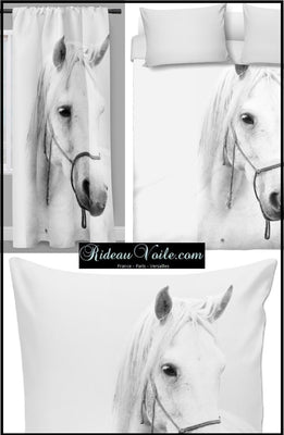 Motif imprimé cheval blanc chevaux rideau couette coussin Tissu au mètre déco