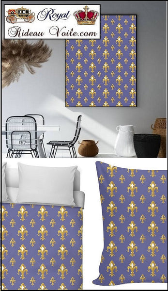 Paris Versailles beaux tissus ameublement mètre motif emblème Empire Fleur lys or ignifugé occultant voilage couette rideau Tapisserie Bergère fauteuil siège Fabrics meter upholster tapestry drapes curtain armchair flame retardant blackout custom luxury duvet cover gold