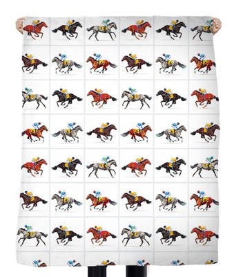 Tissu ameublement mètre motif cheval chevaux mustang courses rideau couette 