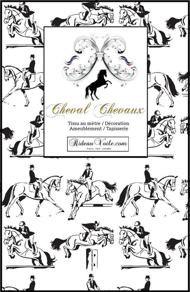 Tissu décoration mètre motif sport cheval rideau couette coussin chevaux imprimé