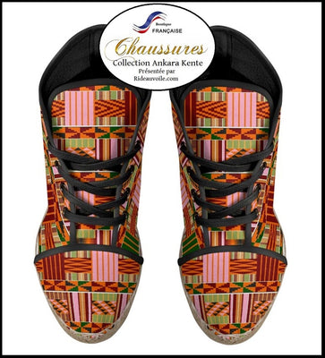 Espadrille Africaine chaussure femme talon compensé toile motif Africa –