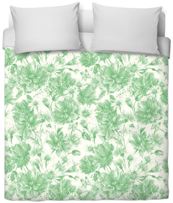 Tissu au mètre vert motif à fleurs rideau couette coussin