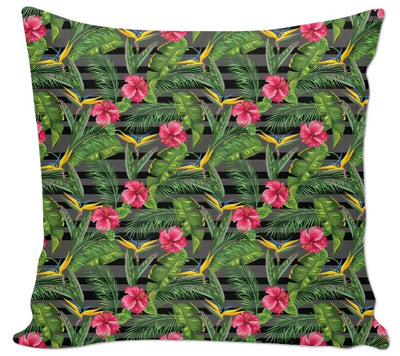 Tissu ameublement imprimé tapisserie au mètre exotique tropical feuilles fleurs