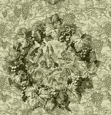 Tapisserie Toile de Jouy vert olive tissu au mètre décoration rideau couette coussin
