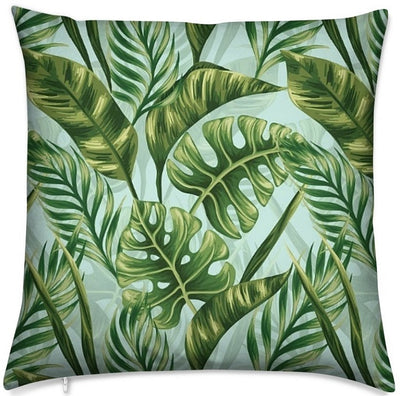 Tissu bleu au mètre motif feuille verte Tropical Exotique rideau couette coussin
