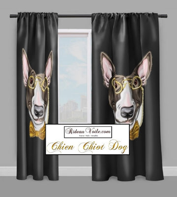 Rideau couette Chien Bull-terrier tissu au mètre Dog pattern fabrics drapes decor duvet cover