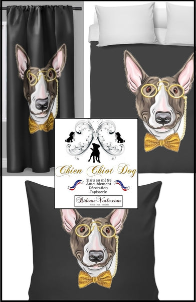 Rideau couette Chien Bull-terrier tissu au mètre Dog pattern fabrics drapes decor duvet cover