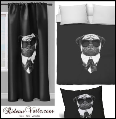 Tissu au mètre rideau motif chien portrait habit look costume élégance couture