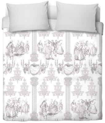 Tissus au mètre ameublement déco rideau couette coussin Toile de Jouy gris