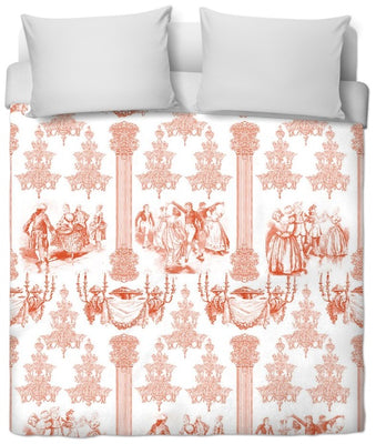 Tissu au mètre ameublement rideau couette coussin Toile de Jouy orange