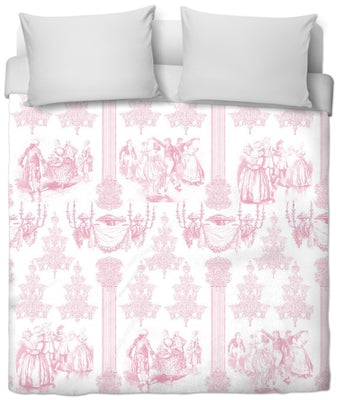 Tissus au mètre ameublement rideau couette coussin Toile de Jouy rose pastel