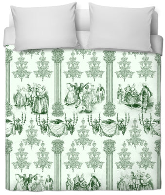 Toile de Jouy Royal tissu ameublement au mètre vert tapisserie fauteuil