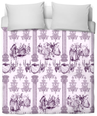 Toile de Jouy Royal tissu ameublement au mètre violet tapisserie fauteuil