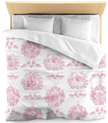 Toile de Jouy rose pastel tissu au mètre rideau coussin couette ameublement tapisserie