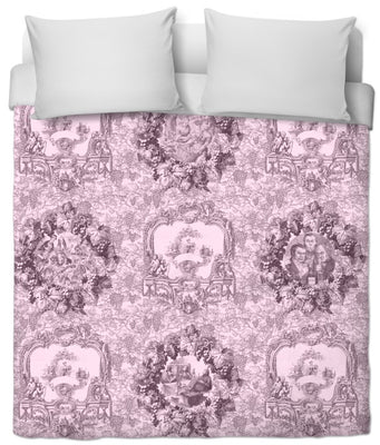 Toile de Jouy tissu au mètre rose rideau couette coussin sur mesure