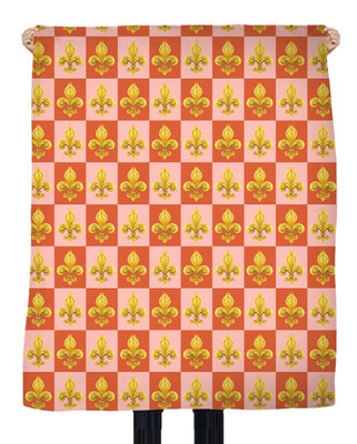 Tissu Empire fleur de Lys Or au mètre ameublement tapisserie rideau rose orange