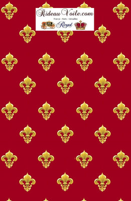 Agencement architecte décorateur textile ameublement tissu style Monarchie rouge Empire motif Fleur de lys Or France Paris Versailles Nice Monaco rideau imprimé ignifuge occultant, voilage, couette, coussin sur mesure tapisserie décoration d'intérieur extérieur siège fauteuil.