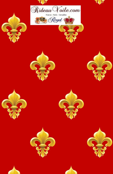 Art Tapisserie rouge Empire Monaco Nice Paris Versailles Architecte agencement décoratrice rideau ignifugé, occultant, voilage, couette, coussin, sur mesure. Tissus ameublement style Monarchie Fleur de lys Or tapisserie décoration d'intérieur extérieur outdoor.