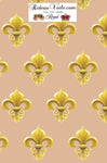 Toile Empire d'éditeur ameublement au mètre beige motif Fleur de lys Or