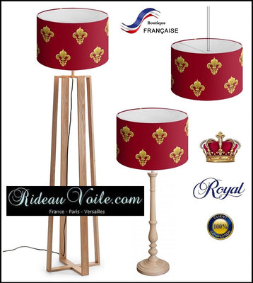 Tissu mètre ameublement rouge style Monarchie Empire Fleur de lys Or rideau