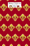 Tissu au mètre rouge style Monarchie Empire Fleur de lys Or rideau tapisserie