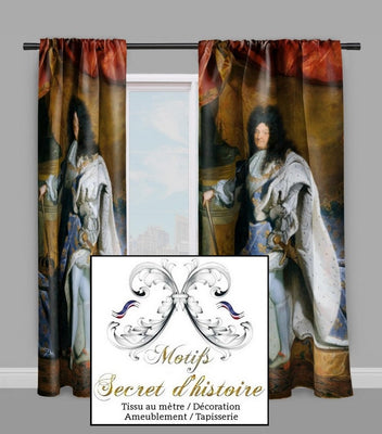 Tissu Baroque décoration rideau motif Louis XIV Hyacinthe Rigaud Versailles Trianon Palace Versailles - Roi Soleil -  MGallery XIXème Empire Monarchie. Rideaux ameublement tapisserie siège. Boutique luxe Rideauvoile - French upholstery tapestry fabrics historic Louis XIII.