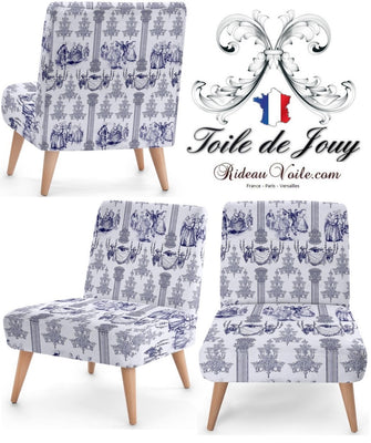 Tapisserie fauteuil Toile de Jouy Bal Royal tissu ameublement au mètre