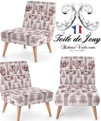 Tapisserie fauteuil Toile de Jouy Royal tissu ameublement au mètre rouge