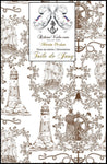 Toile de Jouy ameublement motif Marin tissu au mètre Boutique Paris Tissu ameublement Marin imprimé Bateau Or Doré mètre rideau Boat Nautical Upholstery Canvas meter marine upholstery fabric Nautical furnishing Yard curtain Tela estampada de marineros.