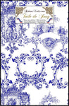 French editor luxury Toile de Jouy blue bleu encre upholstery meter home Parisian decorating. Tissus d'éditeur fabricant d'ameublement revêtement luxe au mètre décoration architecte d’intérieure couture haut gamme en ignifugé, occultant, voilage, rideau sur mesure, coussin, couette.