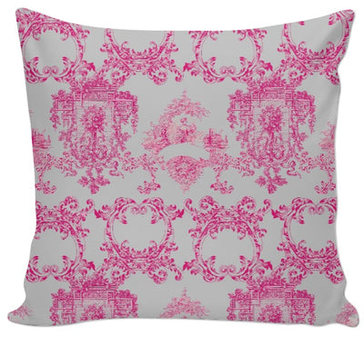 tissu décoration tapisserie Toile de Jouy au mètre rideau couette voilage rose