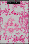 tissu décoration tapisserie Toile de Jouy au mètre rideau couette voilage rose