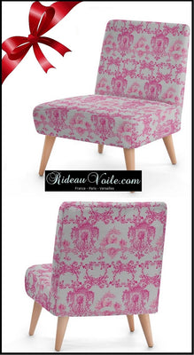 Boutique tissu décoration tapisserie Toile de Jouy au mètre rideau couette voilage rose