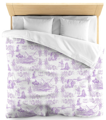 Tissus d'éditeur d'ameublement rideau couette Toile de Jouy violet au mètre tapisserie