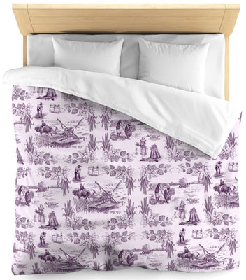 Tissus au mètre tapisserie Toile de Jouy violet ameublement rideau couette coussin