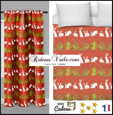 Décoration design enfant bébé rideau coussin couette tissu au mètre motif lapin