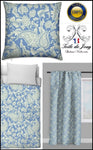 Toile de Jouy bleu fleuri au mètre rideau couette coussin Paisley cachemire motif floral