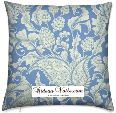Toile de Jouy bleu fleuri au mètre rideau couette coussin Paisley cachemire motif floral