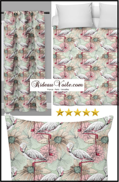 Tissu motif exotique tropical tapisserie ameublement flamant rose au mètre